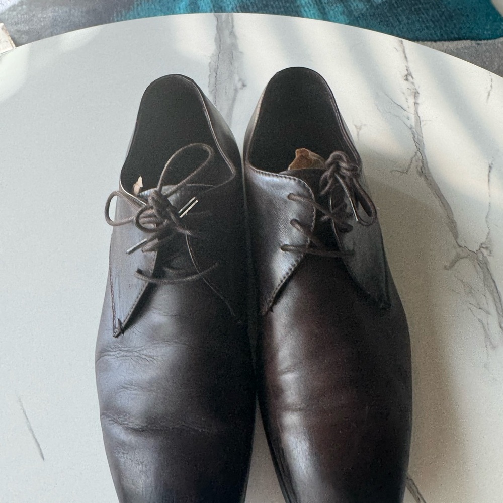 Giorgio Armani Men’s EU 7.5(9) ITALY Brown Leather Formal Oxford Shoes X2C036